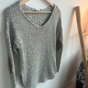 Women's Heather Gray Sweater with Elbow Patches